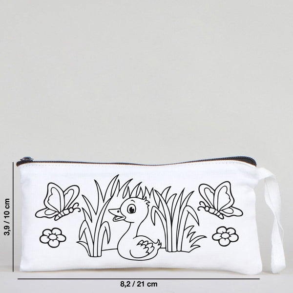 Dyeable Fabric Pencil Case 8" W x 4" H (21cm x 10cm)  - Little Duck