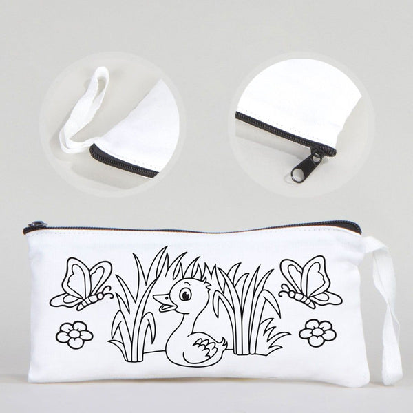 Dyeable Fabric Pencil Case 8" W x 4" H (21cm x 10cm)  - Little Duck