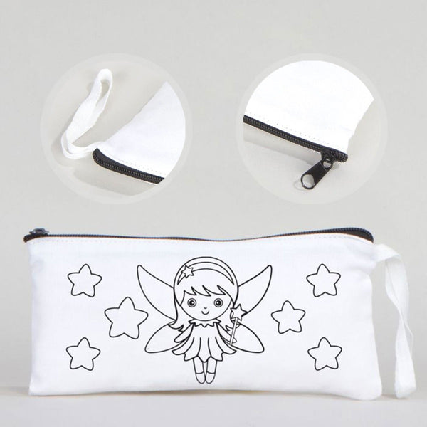 Dyeable Fabric Pencil Case 8" W x 4" H (21cm x 10cm) -  Little Fairy