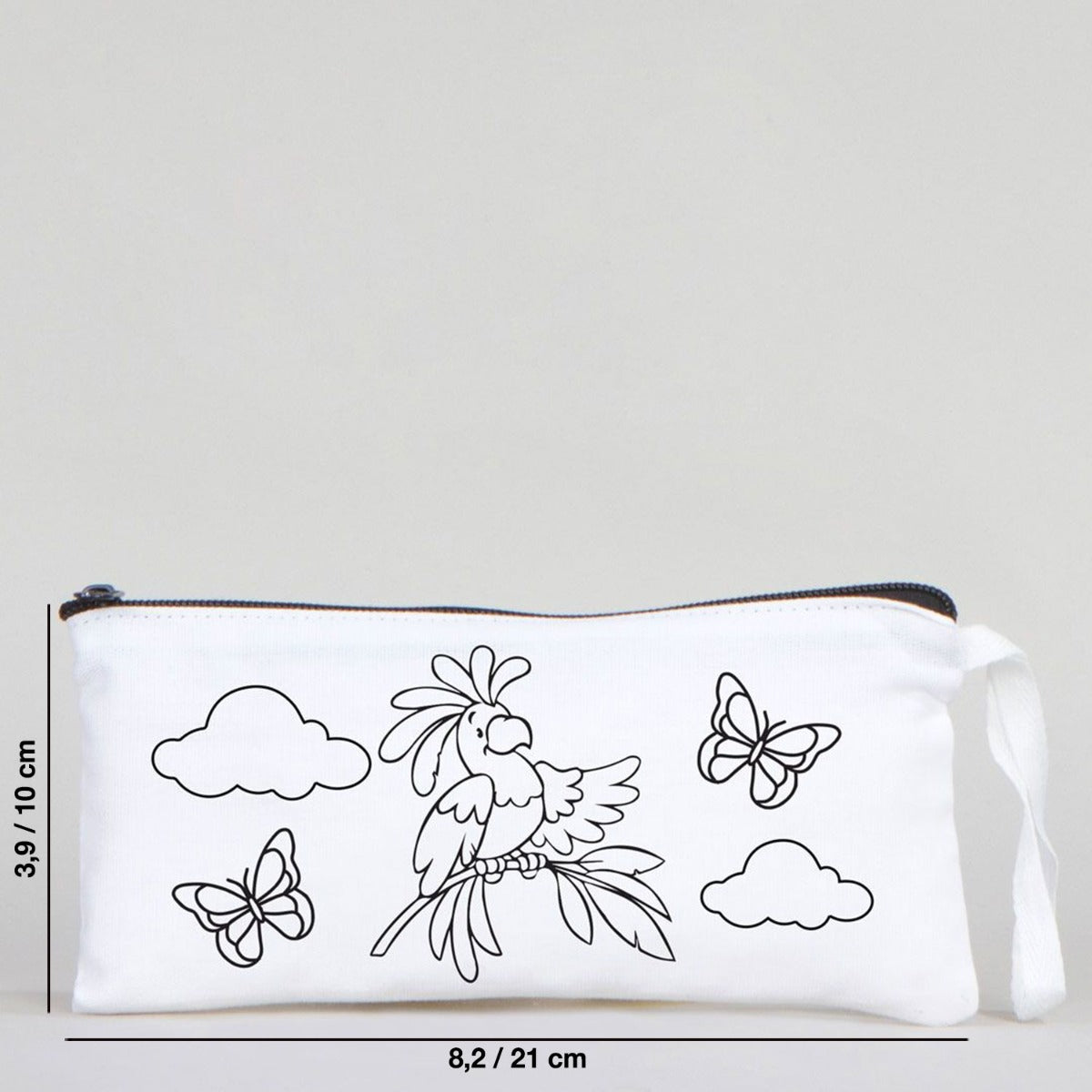 Dyeable Fabric Pencil Case  8" W x 4" H (21cm x 10cm) -   Parrot