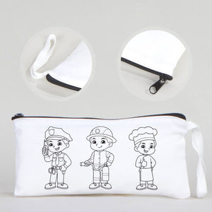 Dyeable Fabric Pencil Case  8" W x 4" H (21cm x 10cm) - Professions