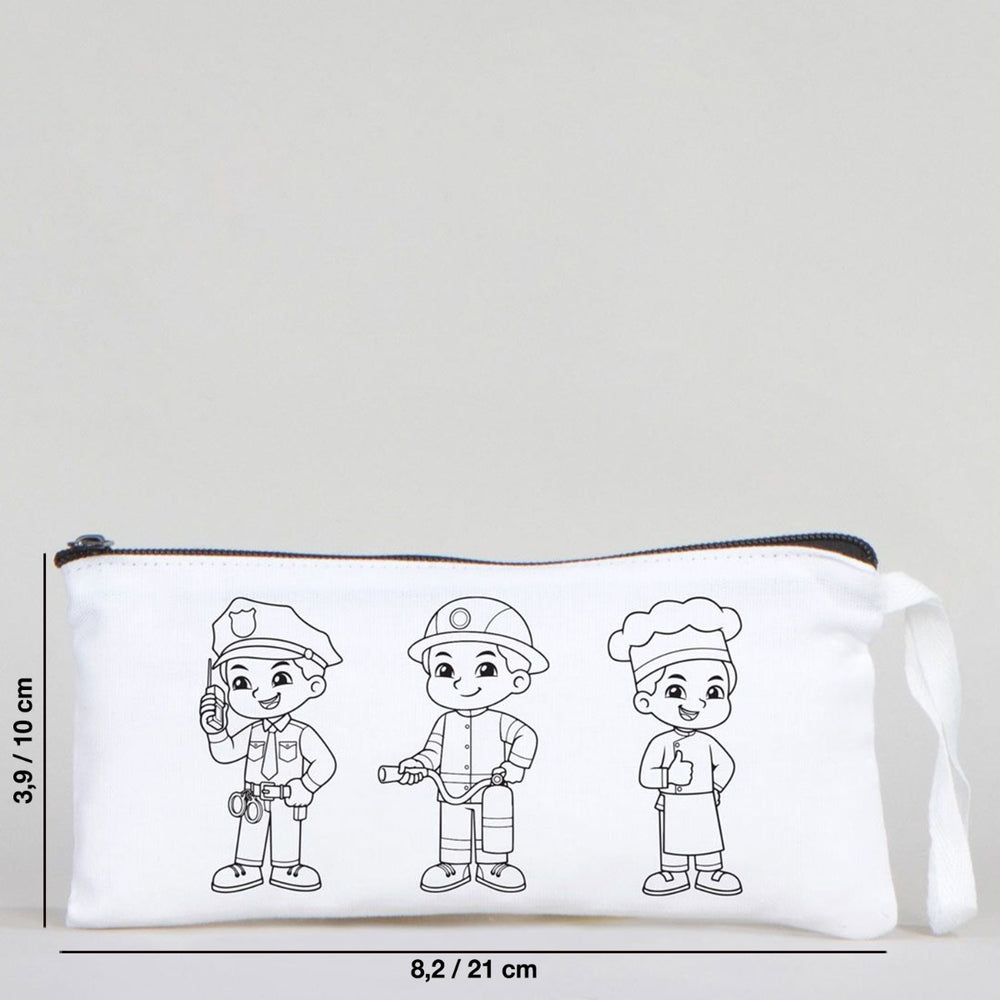 Dyeable Fabric Pencil Case  8" W x 4" H (21cm x 10cm) - Professions