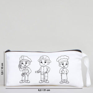 Dyeable Fabric Pencil Case  8" W x 4" H (21cm x 10cm) - Professions