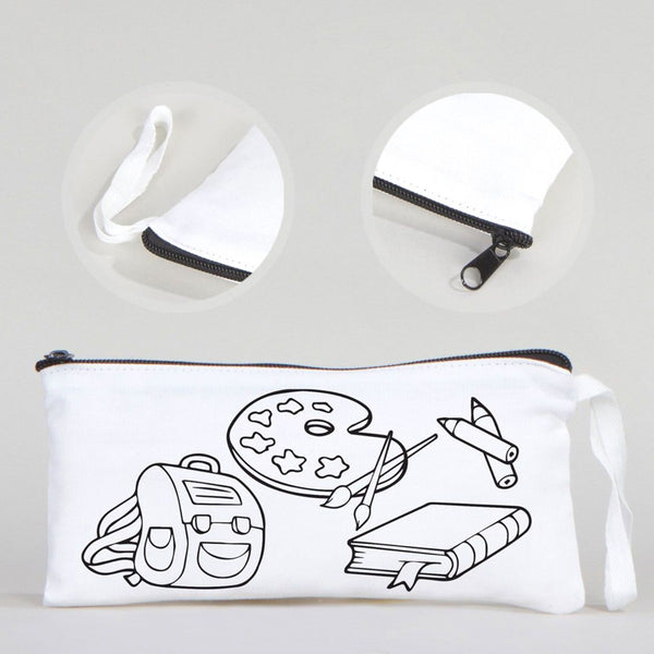Dyeable Fabric Pencil Case - 8" W x 4" H (21cm x 10cm)  School Tool