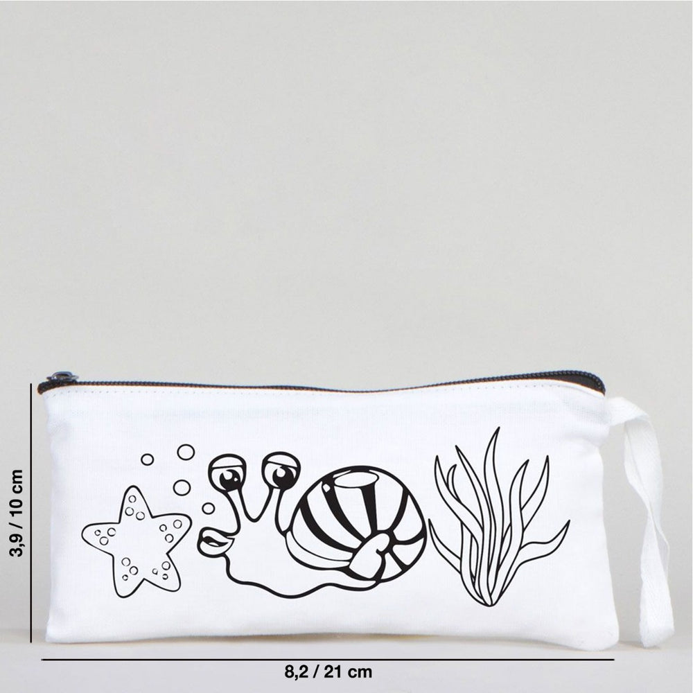 Dyeable Fabric Pencil Case 8" W x 4" H (21cm x 10cm) - Sweet Snail