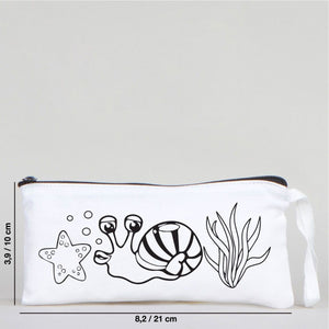 Dyeable Fabric Pencil Case 8" W x 4" H (21cm x 10cm) - Sweet Snail