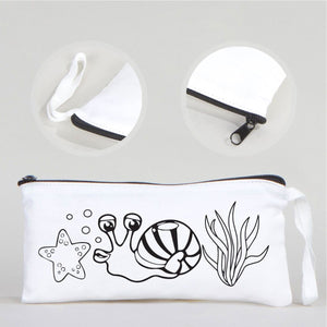 Dyeable Fabric Pencil Case 8" W x 4" H (21cm x 10cm) - Sweet Snail