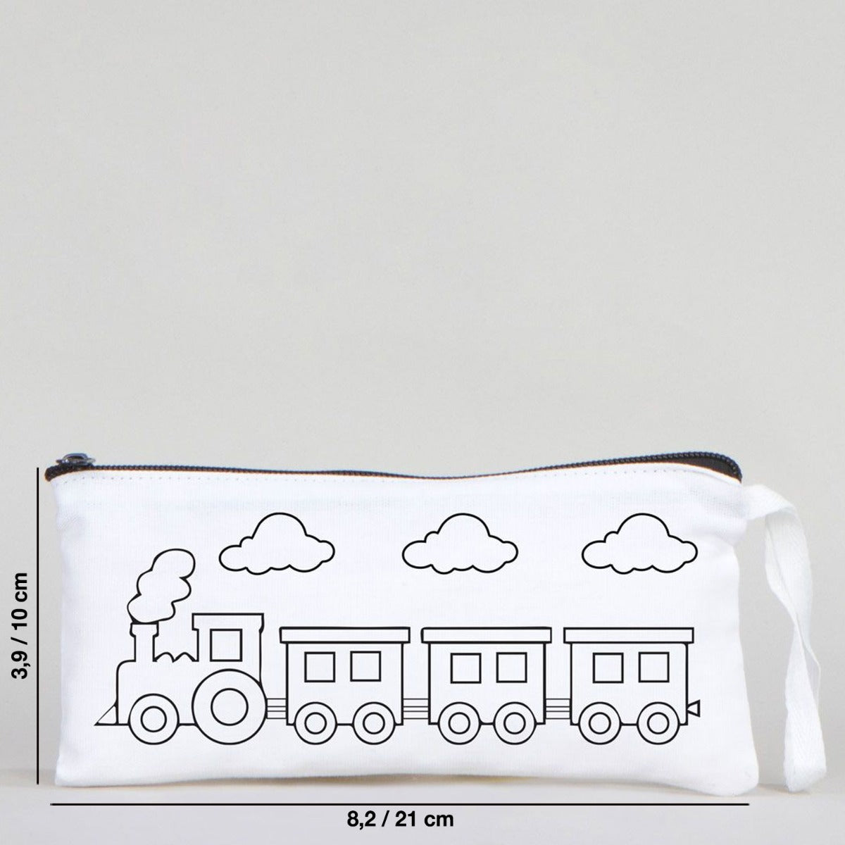 Dyeable Fabric Pencil Case 8" W x 4" H (21cm x 10cm) - Train