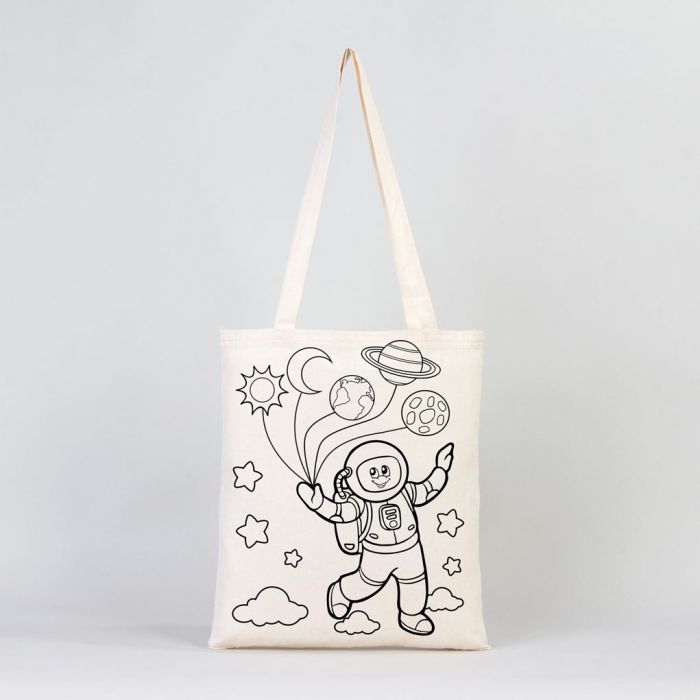 Dyeable Tote Bag 14" W x 16" H (35cm x 40cm) & Felt - tip Pen - Zeplin & Astronaut - Pamusan.com