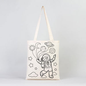 Dyeable Tote Bag 14" W x 16" H (35cm x 40cm) & Felt - tip Pen - Zeplin & Astronaut - Pamusan.com