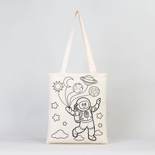 Dyeable Tote Bag 14" W x 16" H (35cm x 40cm) & Felt - tip Pen - Zeplin & Astronaut - Pamusan.com