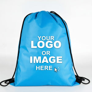 Custom turquoise drawstring backpack – your logo or image here - Pamusan.com