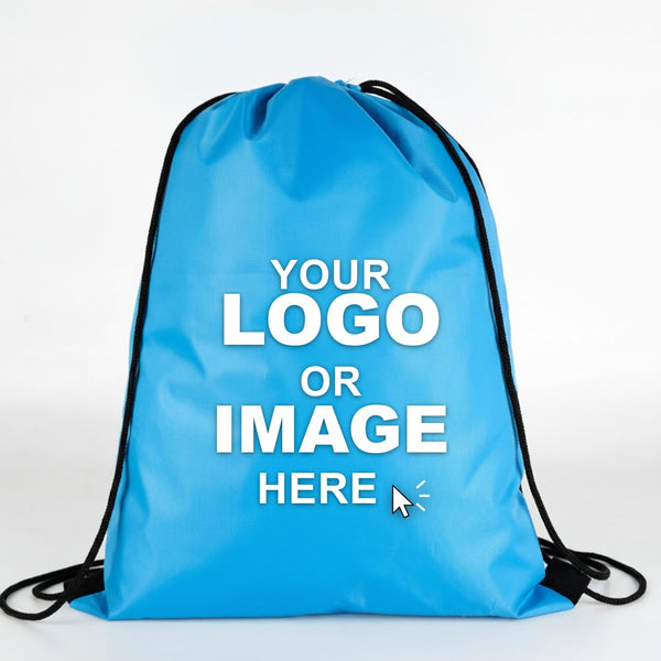Custom turquoise drawstring backpack – your logo or image here - Pamusan.com