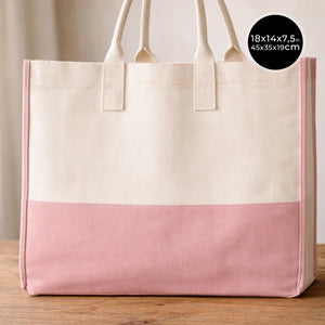 Elite Large Canvas Tote Bag – Pink Shopping & Beach Bag with Pocket, Durable 390gsm Cotton - Pamusan.com