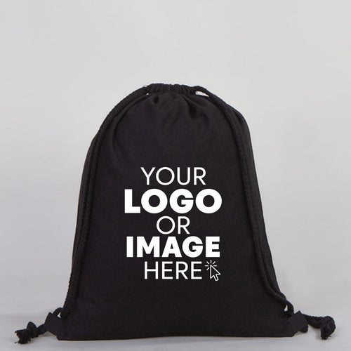 Drawstring Bags / Backpacks Black  14" W x 16" H  (35x40 cm)  - Customize