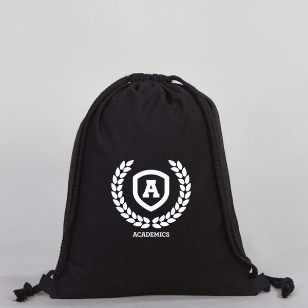 Drawstring Bags / Backpacks Black  14" W x 16" H  (35x40 cm)  - Customize