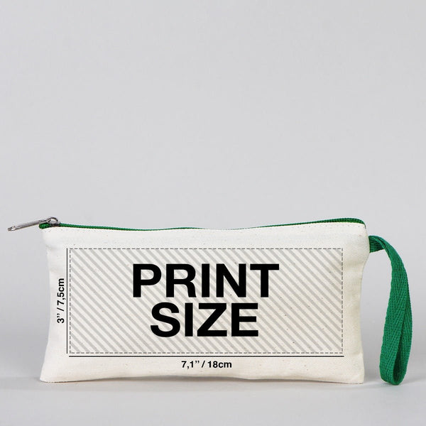 Fabric Pencil Case – 8"x4" Green Zippered (Customizable) - Pamusan.com