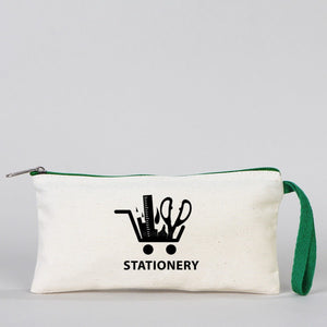 Fabric Pencil Case – 8"x4" Green Zippered (Customizable) - Pamusan.com