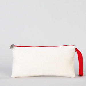 Fabric Pencil Case – 8"x4" Red Zippered Cotton Pouch (Blank) - Pamusan.com