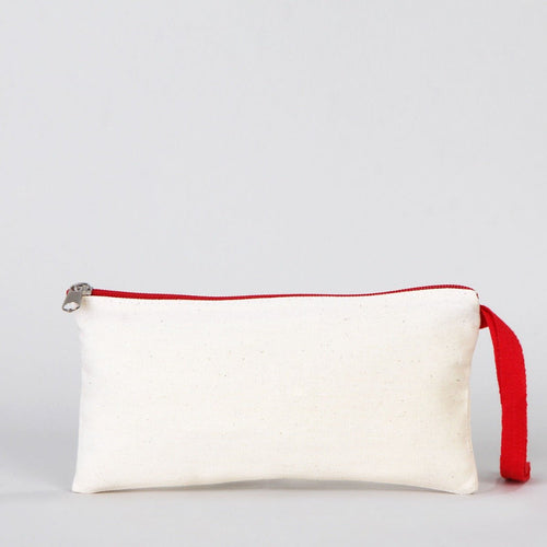 Fabric Pencil Case – 8"x4" Red Zippered Cotton Pouch (Blank) - Pamusan.com