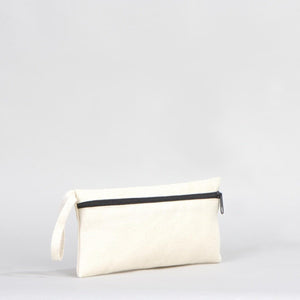Fabric Pencil Case – 8"x4" White Cotton Front Zippered Pouch (Blank) - Pamusan.com