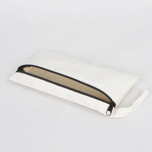 Fabric Pencil Case – 8"x4" White Cotton Front Zippered Pouch (Blank) - Pamusan.com