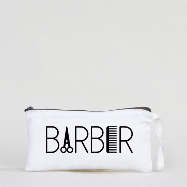 Fabric Pencil Case – 8"x4" White Cotton with Black Zipper (Personalized) - Pamusan.com