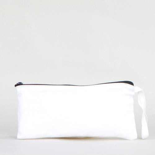 Fabric Pencil Case – 8"x4" White Cotton Zippered Pencil Pouch - Pamusan.com