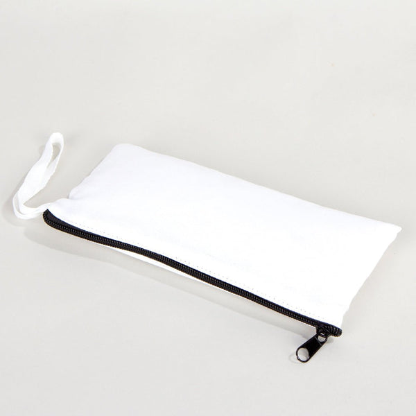 Fabric Pencil Case – 8"x4" White Cotton Zippered Pencil Pouch - Pamusan.com