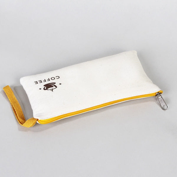 Fabric Pencil Case – 8"x4" Yellow Zippered Cotton Pouch (Personalized) - Pamusan.com