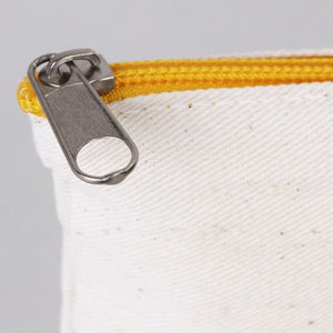 Fabric Pencil Case – 8"x4" Yellow Zippered Cotton Pouch (Personalized) - Pamusan.com