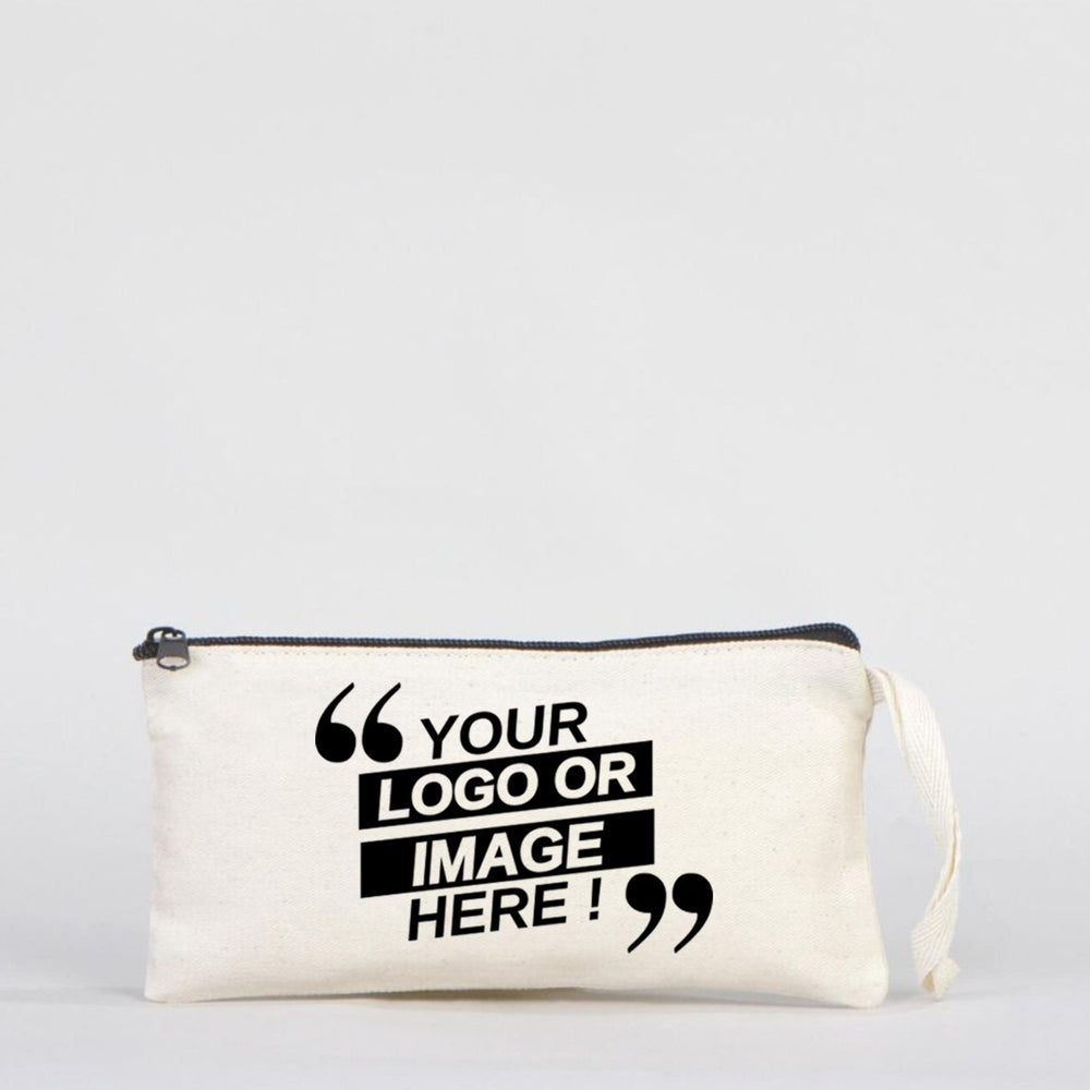 Fabric Pencil Case Makeup Bag - 8" W x 4" H (21x10 cm) -  (Customize)