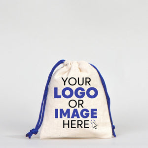 Fabric Pouch  4" W x 5" H (10 cm x 13 cm)  - Dark Blue Handle (Customize)