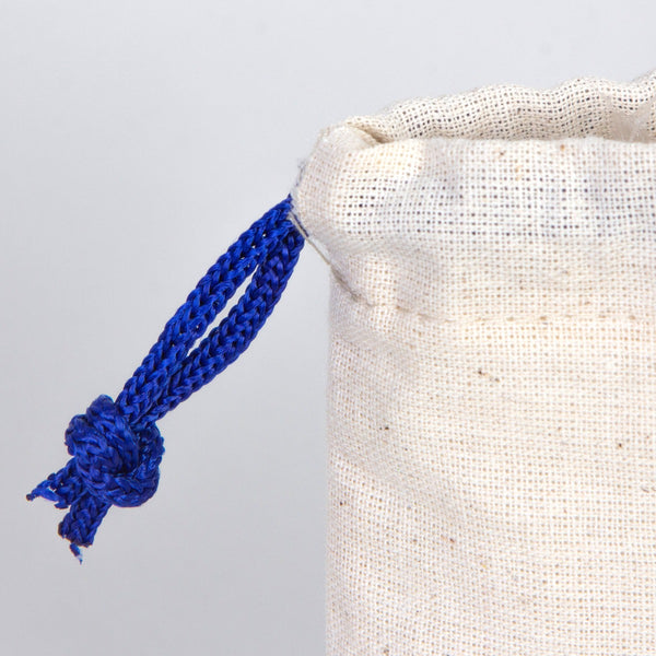 Fabric Pouch  4" W x 5" H (10 cm x 13 cm)  - Dark Blue Handle (Customize)