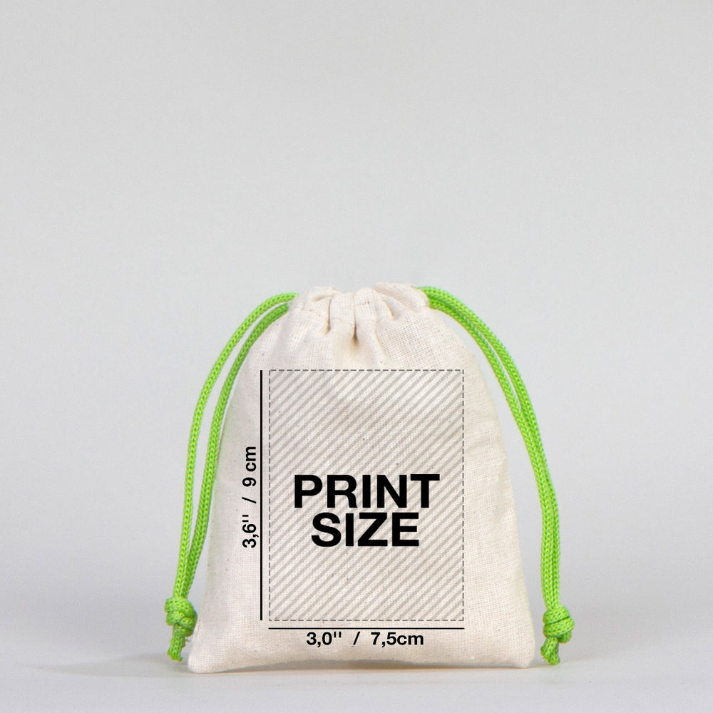 Fabric Pouch 4" W x 5" H (10 cm x 13 cm) - Green Handle (Customize)