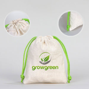 Fabric Pouch 4" W x 5" H (10 cm x 13 cm) - Green Handle (Customize)