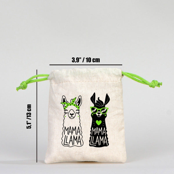 Fabric Pouch 4" W x 5" H (10 cm x 13 cm) - Green Handle (Customize)