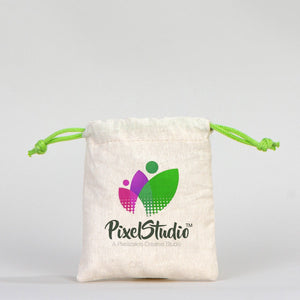 Fabric Pouch 4" W x 5" H (10 cm x 13 cm) - Green Handle (Customize)