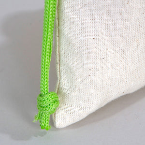 Fabric Pouch 4" W x 5" H (10 cm x 13 cm) - Green Handle (Customize)