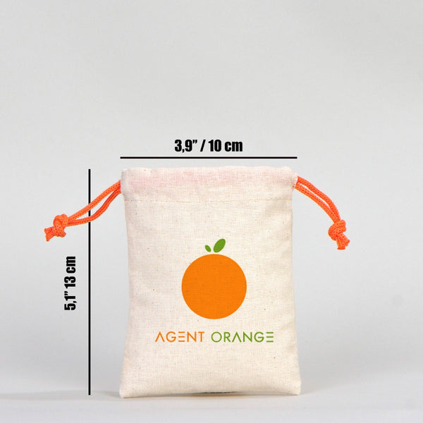 Fabric Pouch  4" W x 5" H (10 cm x 13 cm)  - Orange Handle (Customize)