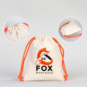 Fabric Pouch  4" W x 5" H (10 cm x 13 cm)  - Orange Handle (Customize)