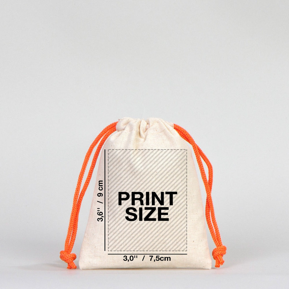 Fabric Pouch  4" W x 5" H (10 cm x 13 cm)  - Orange Handle (Customize)
