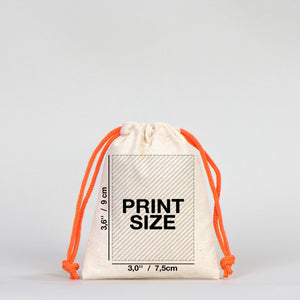 Fabric Pouch  4" W x 5" H (10 cm x 13 cm)  - Orange Handle (Customize)