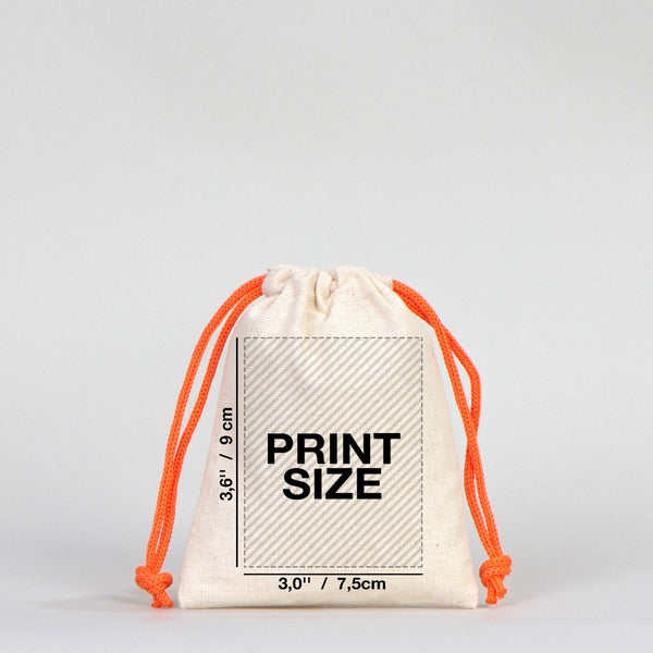 Fabric Pouch  4" W x 5" H (10 cm x 13 cm)  - Orange Handle (Customize)