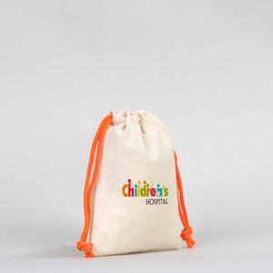 Fabric Pouch  4" W x 5" H (10 cm x 13 cm)  - Orange Handle (Customize)