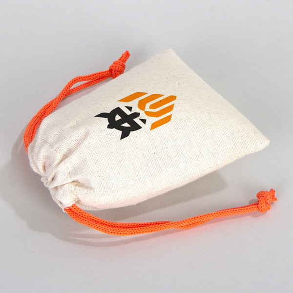 Fabric Pouch  4" W x 5" H (10 cm x 13 cm)  - Orange Handle (Customize)