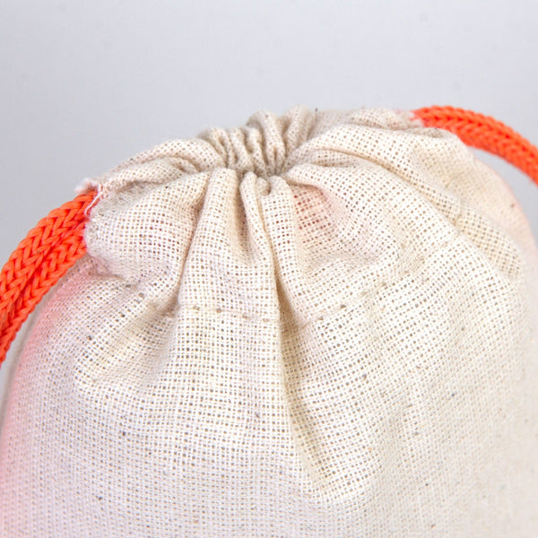 Fabric Pouch  4" W x 5" H (10 cm x 13 cm)  - Orange Handle (Customize)