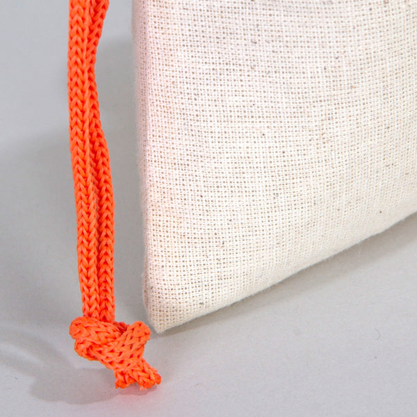Fabric Pouch  4" W x 5" H (10 cm x 13 cm)  - Orange Handle (Customize)
