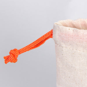 Fabric Pouch  4" W x 5" H (10 cm x 13 cm)  - Orange Handle (Customize)