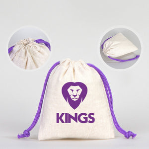 Fabric Pouch 4" W x 5" H (10 cm x 13 cm)  -  Purple Handle (Customize)